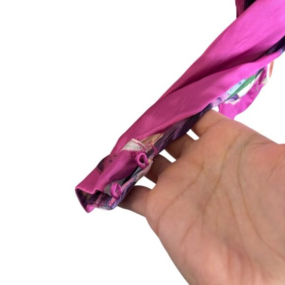 PatBo Grace Satin Floral Puff-Sleeve Midi Dress Pink Womens Size 6 Button Front - Picture 6 of 13